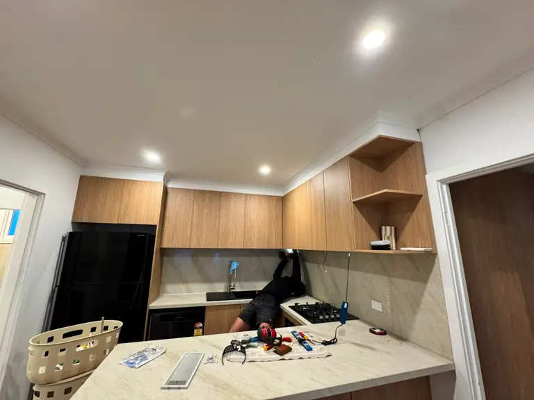 Repainted kitchen ceiling and walls interior